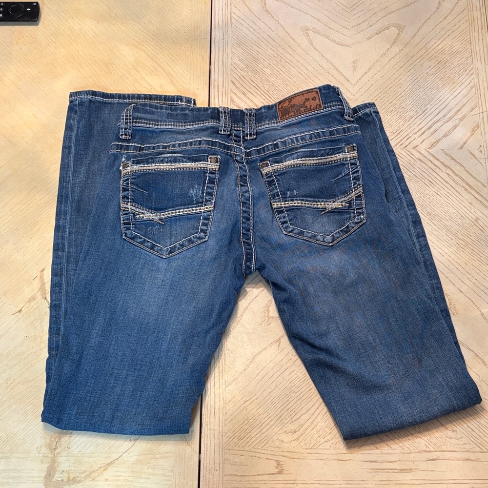 BKE Boot Cut Blue Jeans with Contrast Stitching